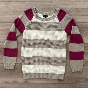 Striped Knit Sweater - Beige, White, and Pink